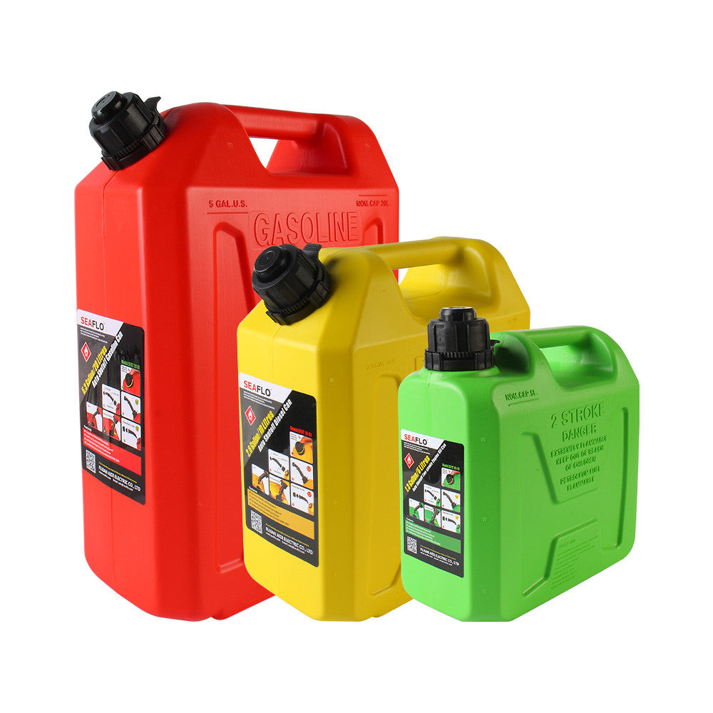 SEAFLO Diesel/ Gas/ 2-Stroke Auto Shut Off Gasoline Cans (Choose 5L/1.3 Gal | 10L/2.6 Gal | 20L/5.3 Gal and Color)