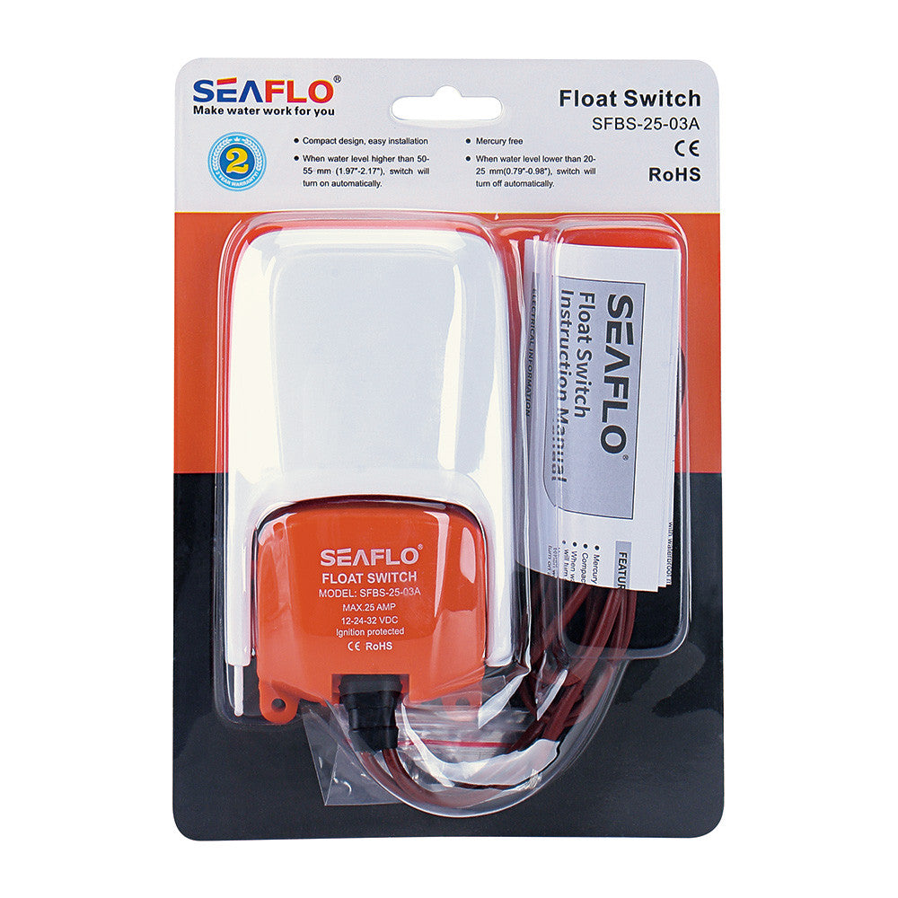 SEAFLO 03-Series Heavy Duty Bilge Pump Float Switch for 12V, 24V, or 32V