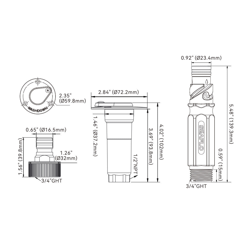 SEAFLO Straight Washdown Quick Connect Kit (01 Series)