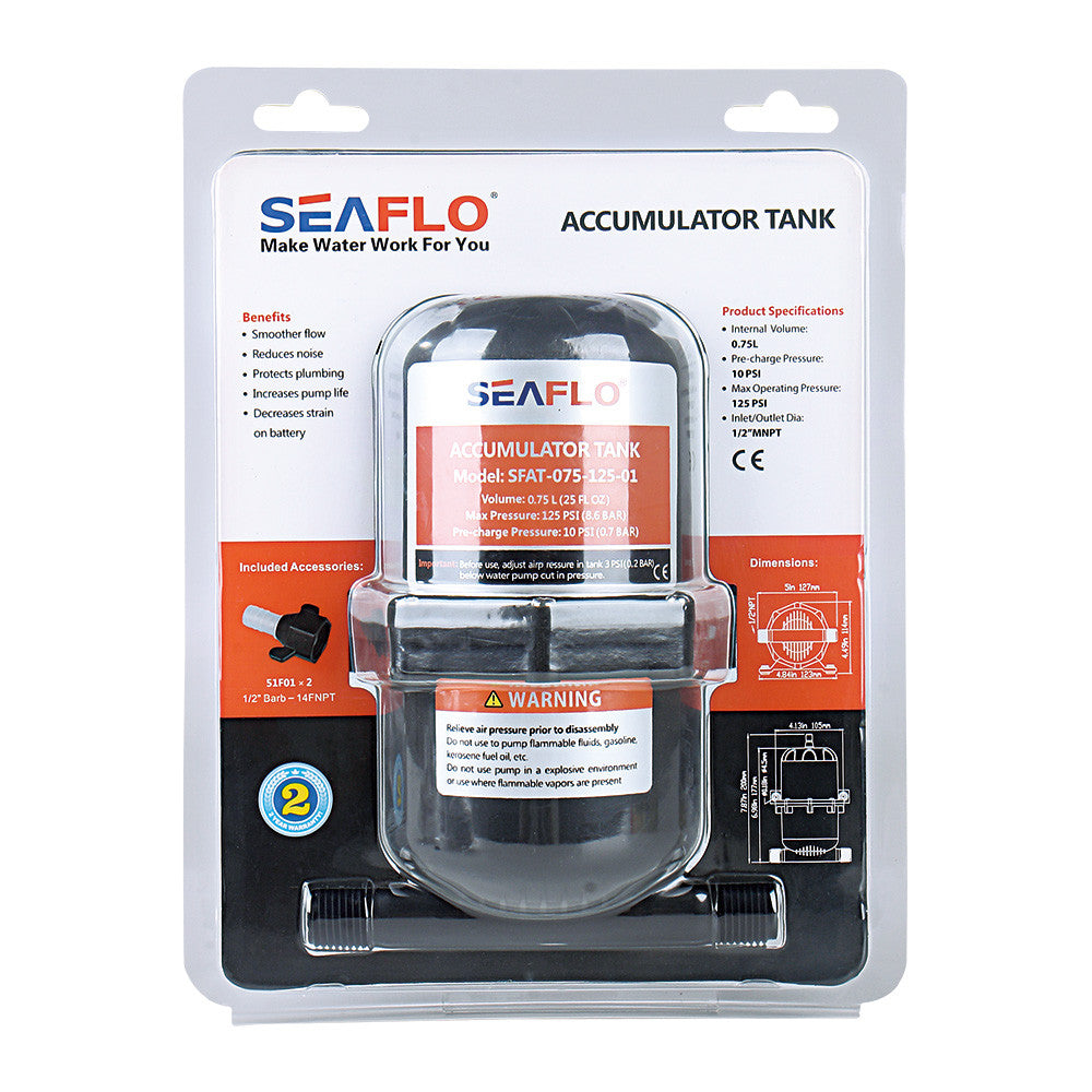SEAFLO 01-Series Accumulator Tank Water Pump (125 psi | 23.5 oz)
