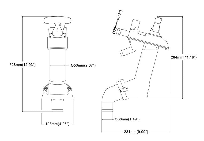 SEAFLO Manually Operated Marine Toilet Head (Choose Compact or Regular Size