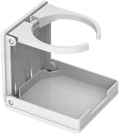 SEAFLO Fold-Up Adjustable Drink Holder for RV Marine Boat Caravan Car (White or Black)