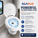 SEAFLO Residential Height Camper/RV Toilet, 18.5” Standard Height, Gravity Flush System, Foot Pedal Operation, Soft Close Seat, Easy-to-Clean Oversized Bowl (Color: White)
