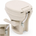 SEAFLO RV Toilet - Standard Height, Gravity Flush, Foot Pedal, Soft Close Lid (Bone Color)