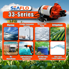 SEAFLO 33-Series On-Demand Diaphragm Water Pressure Pump (115V | 3.3 GPM) w/ Power Plug for Wall Outlet