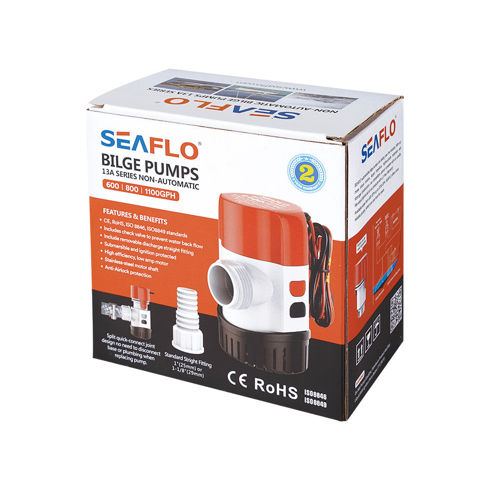 13 SERIES 600/800/1100GPH Non-Automatic BILGE PUMPS MOTOR(CHOOSE 12V OR 24V)