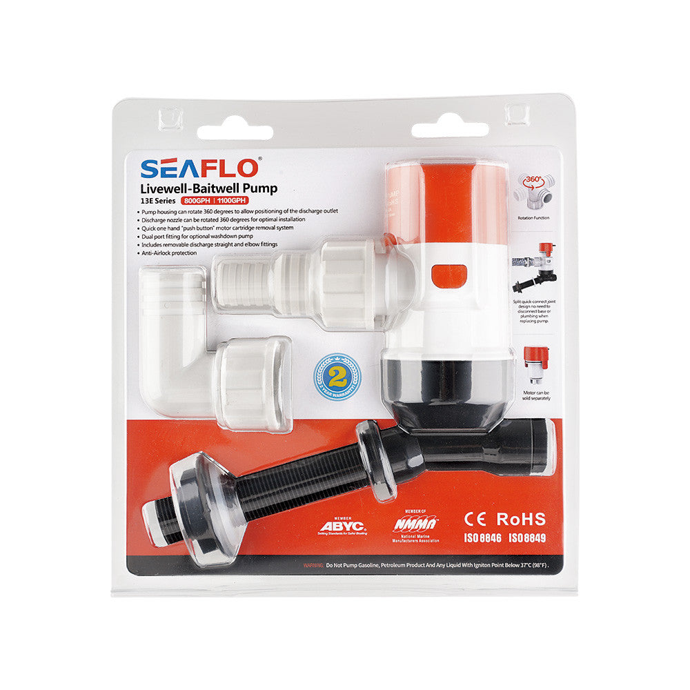 13E Series 1100GPH Livewell/Baitwell Pumps