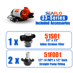 SEAFLO 33-Series On-Demand Diaphragm Water Pressure Pump (115V | 3.3 GPM) w/ Power Plug for Wall Outlet