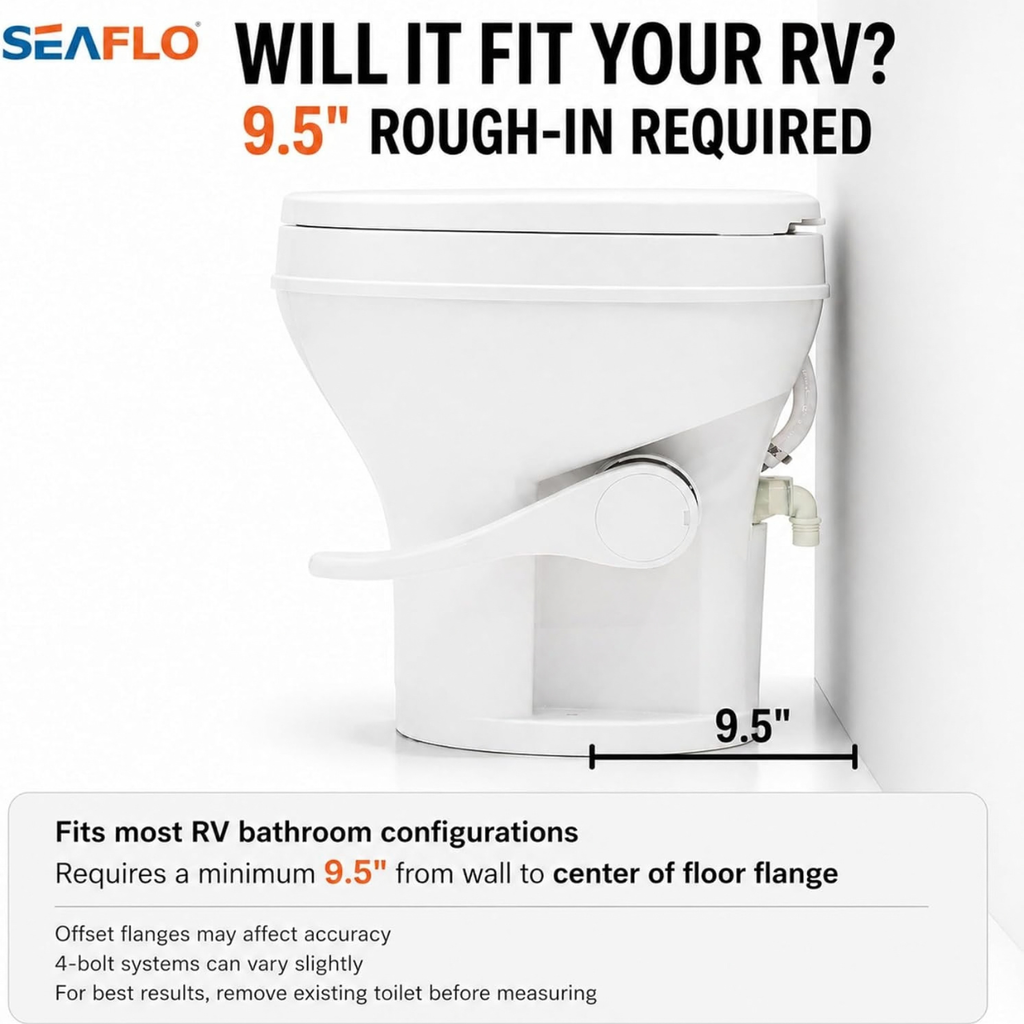 SEAFLO Residential-Height Gravity-Flush Soft-Close RV Toilet with Sprayer Attachment