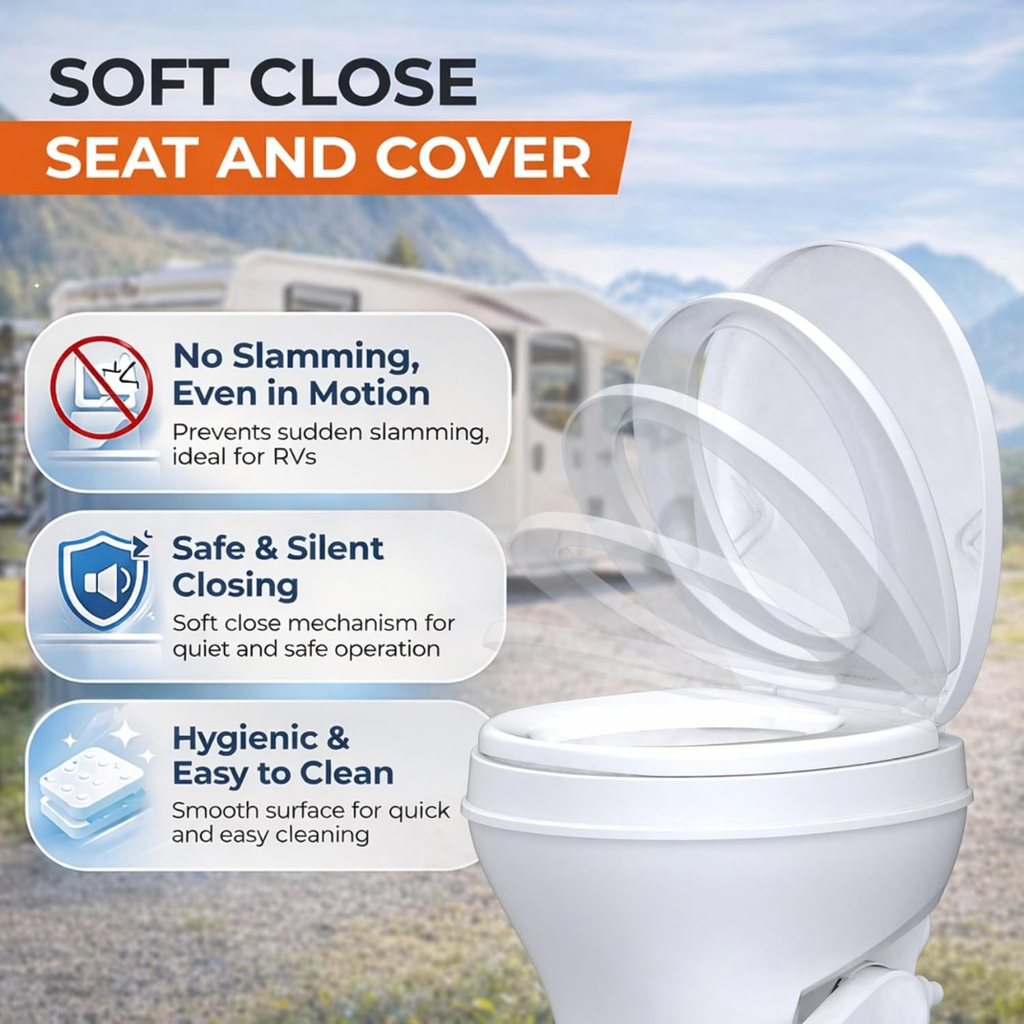 SEAFLO Residential Height Camper/RV Toilet, 18.5” Standard Height, Gra ...