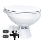 SEAFLO Quiet Flush Electric Marine Toilet - 12V, Ceramic Bowl, Soft Close Seat, Macerator Pump, 3-Way Switch Panel, Boat Yacht Toilet, (Choose raw water/fresh water options)