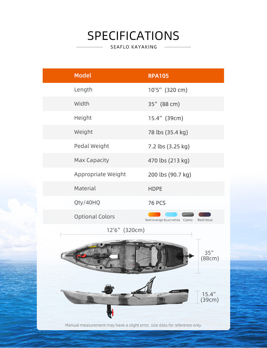 SEAFLO Fishing Kayak RPA105 | Camo 10'5"