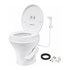SEAFLO Residential-Height Gravity-Flush Soft-Close RV Toilet with Sprayer Attachment