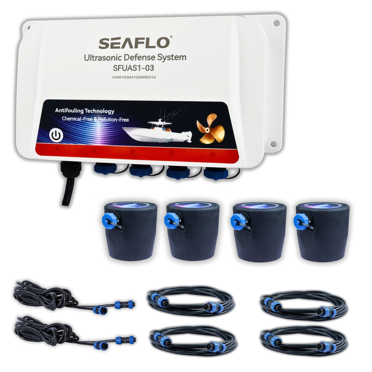 SEAFLO Ultrasonic System, marine ultrasonic cleaner, barnacle prevention system, marine growth protection, automated boat cleaning