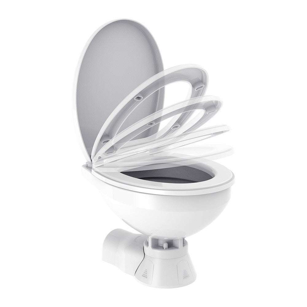 SEAFLO Quiet Flush Electric Marine Toilet - 12V, Ceramic Bowl, Soft Close Seat, Macerator Pump, 3-Way Switch Panel, Boat Yacht Toilet, (Choose raw water/fresh water options)
