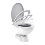 SEAFLO Quiet Flush Electric Marine Toilet - 12V, Ceramic Bowl, Soft Close Seat, Macerator Pump, 3-Way Switch Panel, Boat Yacht Toilet, (Choose raw water/fresh water options)