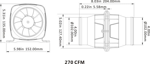 SEAFLO 02-Series 4" In-Line Blower (24V | 270CFM)