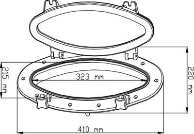SEAFLO 03 Series 16.1" x 8.6" Elliptical Oval Porthole Portlight Window - ABS Plastic & Tempered Glass