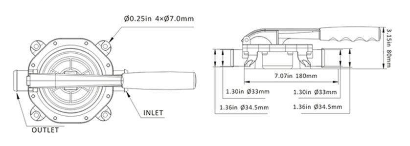 SEAFLO 2 Position Diaphragm Hand Bilge Pump
