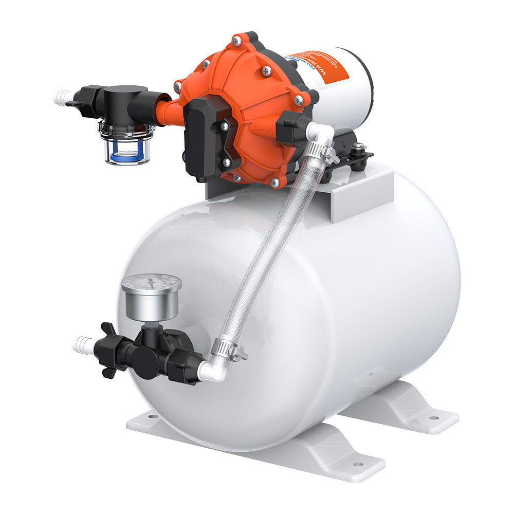 55-Series Marine Water Pump with 2 Gallon Accumulator Tank System - Five-Chamber Diaphragm, Self-Priming, Run Dry Capable, NSF, UL, CE & RoHS Certified - 60 PSI | 5.5 GPM (12V DC/24V DC/115 AC Options)