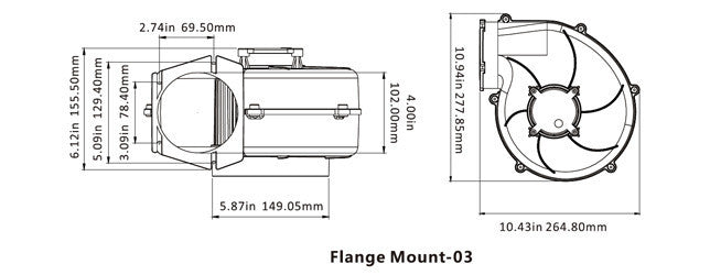 SEAFLO 03-Series 4" Flange Mount Bilge Blower Fan (24V | 320CFM)