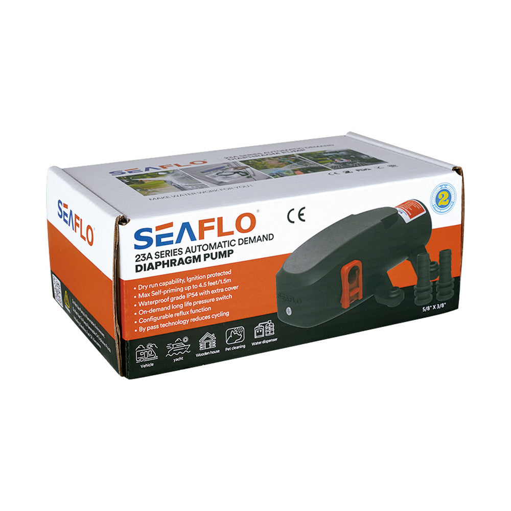 SEAFLO 23A-Series Automatic On-Demand Diaphragm Water Pressure Pump (1.5 GPM | 40 PSI) (Choose 12V or 24V)