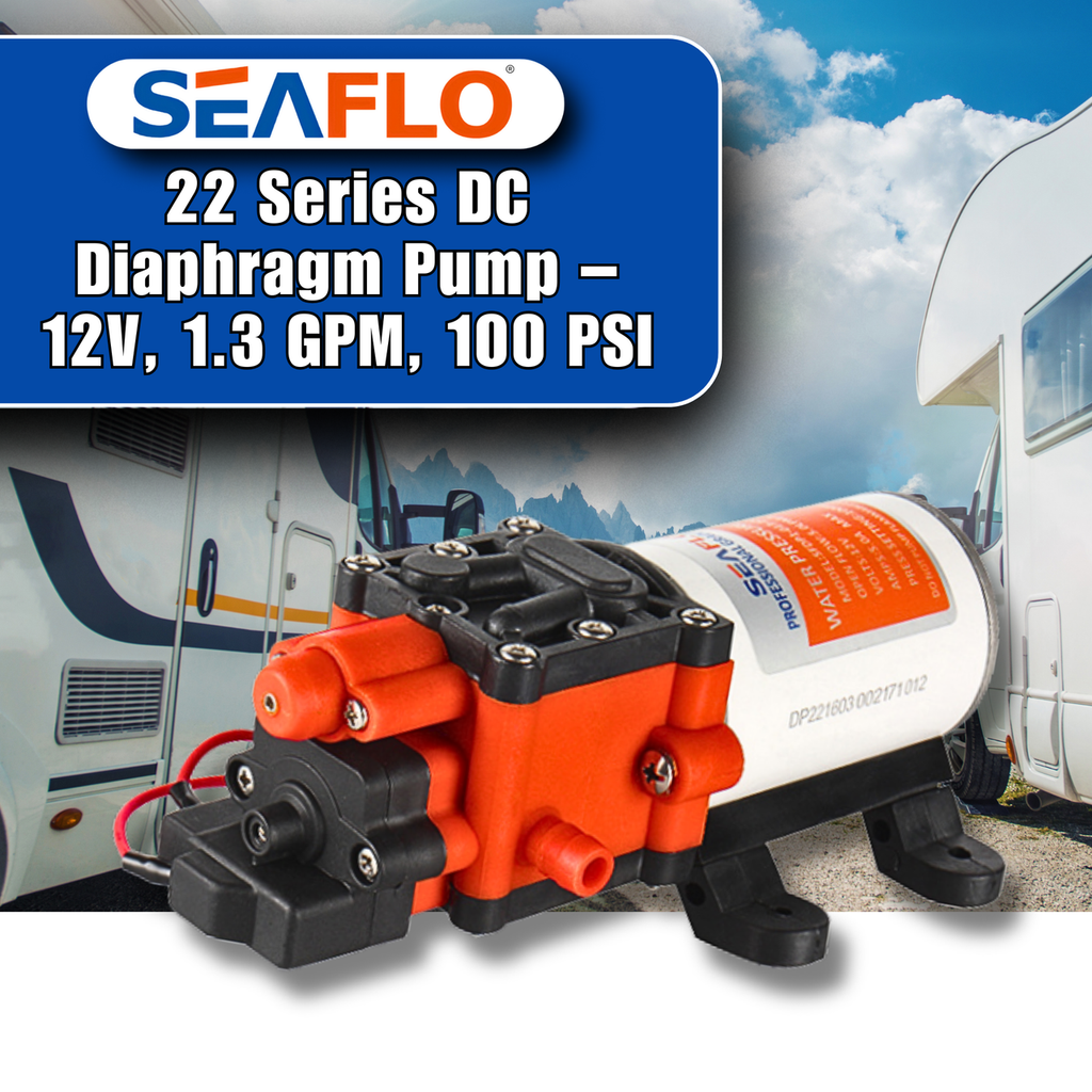 SEAFLO 22-Series On Demand Diaphragm Water Pressure Pump (1.3 GPM | 100 PSI) (Choose 12V or 24V)