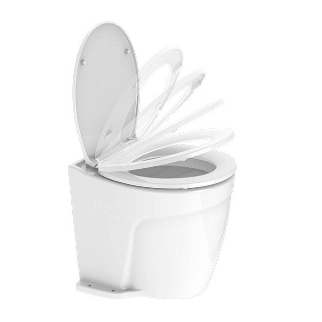 SEAFLO Deluxe Flush Electric Marine Toilets w/ 4-way Flush Panel - Smart Flushing System, Ceramic Bowl, Soft Close Seat, Quiet Flush, Macerator Pump (Choose Fresh/Raw Water and 12V/24V Options)