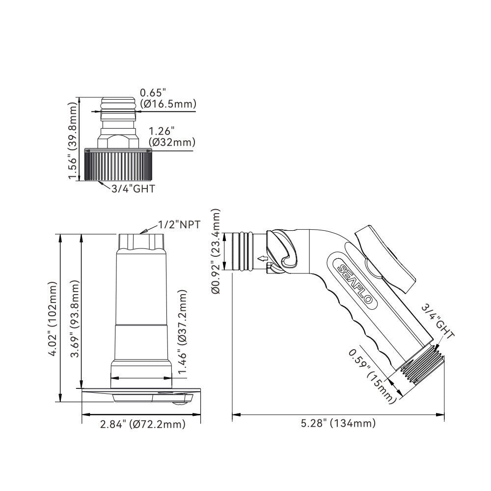 SEAFLO Angled Washdown Quick Connect Kit (02 Series)