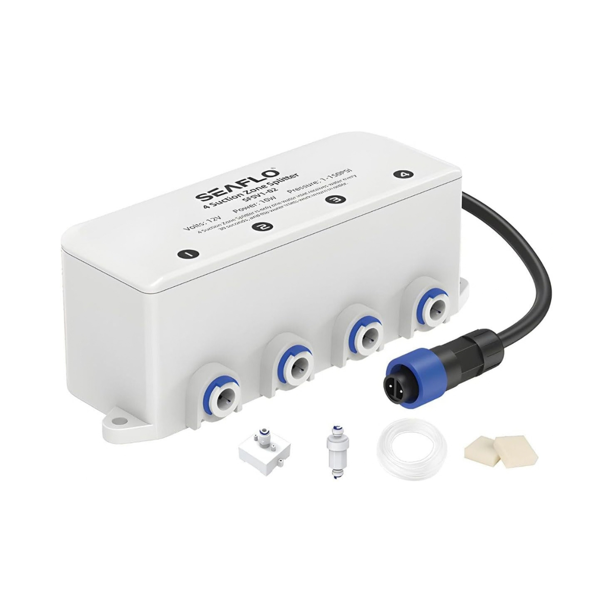 SEAFLO Dry Bilge 4-Zone Splitter System - 4 Year Warranty, Four Way Inlet Water Solenoid Valve, Marine Yacht Bilge Management (Choose 12V or 24V)