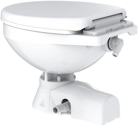 SEAFLO Quiet Flush Electric Marine Toilet - 12V, Ceramic Bowl, Soft Close Seat, Macerator Pump, 3-Way Switch Panel, Boat Yacht Toilet, (Choose raw water/fresh water options)