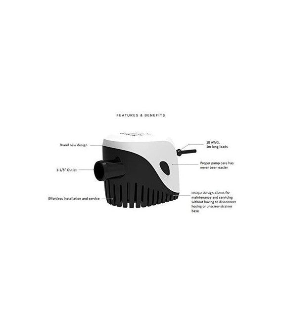 SEAFLO 11-Series 1100GPH Automatic Submersible Bilge Water Pump with Magnetic Float Switch (Choose 12V or 24V)