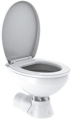 SEAFLO Quiet Flush Electric Marine Toilet - 12V, Ceramic Bowl, Soft Close Seat, Macerator Pump, 3-Way Switch Panel, Boat Yacht Toilet, (Choose raw water/fresh water options)
