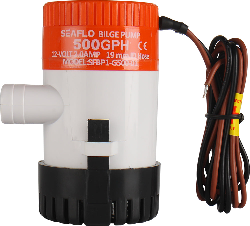 SEAFLO 01 Series 12V Bilge Pumps – 3/4" Outlet, Marine Submersible Pump with Anti-Airlock Protection (Choose 350/500/750 GPH)