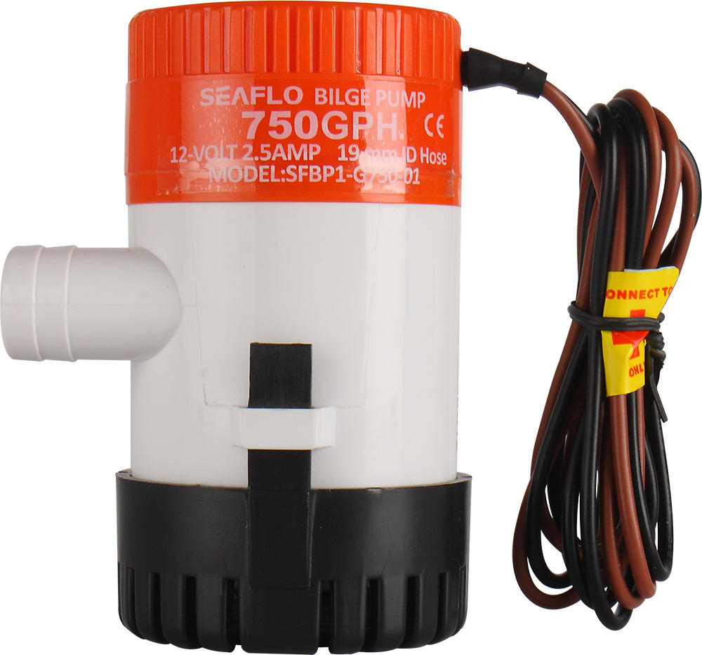 SEAFLO 01 Series 12V Bilge Pumps – 3/4" Outlet, Marine Submersible Pump with Anti-Airlock Protection (Choose 350/500/750 GPH)