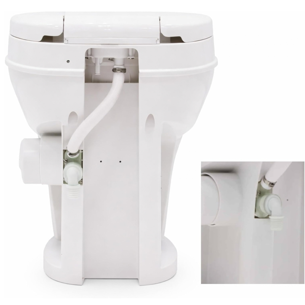 SEAFLO Residential Height Camper/RV Toilet, 18.5” Standard Height, Gravity Flush System, Foot Pedal Operation, Soft Close Seat, Easy-to-Clean Oversized Bowl (Color: White)