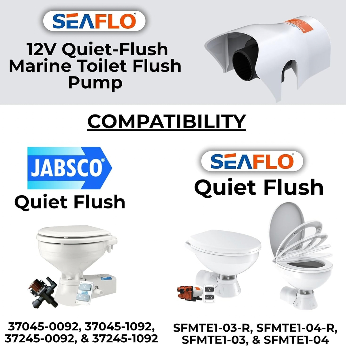 SEAFLO 12V Upgraded Electric Toilet Flush Pump