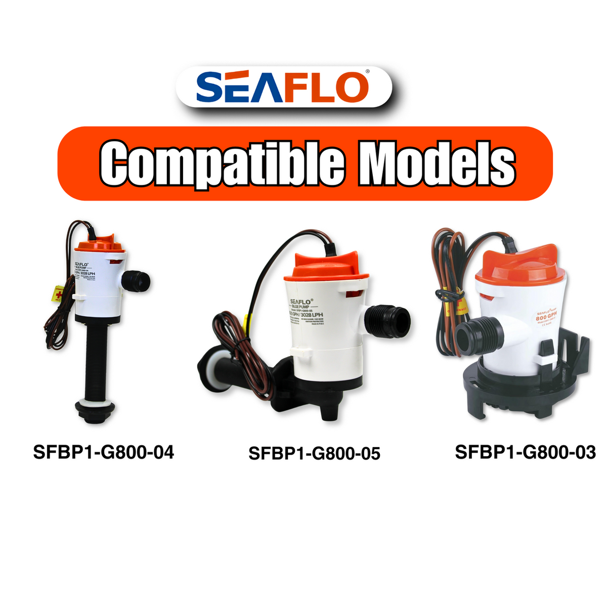 SEAFLO 12V 800 GPH Bilge/Livewell/Baitwell Pump Replacement Cartridge Motor – Fits SEAFLO Models: SFBP1-G800-03, SFBP1-G800-04 & SFBP1-G800-05
