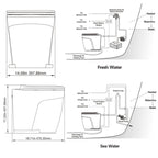 SEAFLO Deluxe Flush Electric Marine Toilets w/ 4-way Flush Panel - Smart Flushing System, Ceramic Bowl, Soft Close Seat, Quiet Flush, Macerator Pump (Choose Fresh/Raw Water and 12V/24V Options)