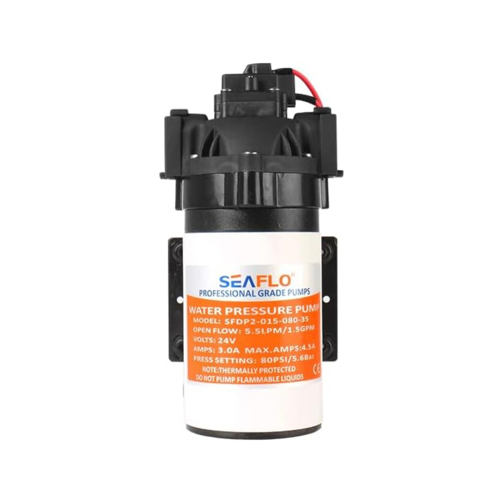 SEAFLO 35-Series DC Diaphragm Pump – Self-Priming High-Pressure Water Pump for RVs, Boats, Agriculture, and Cleaning – Quiet Operation, Run-Dry Safe, Built-In Pressure Switch - 12V | 1.8 GPM | 80 PSI