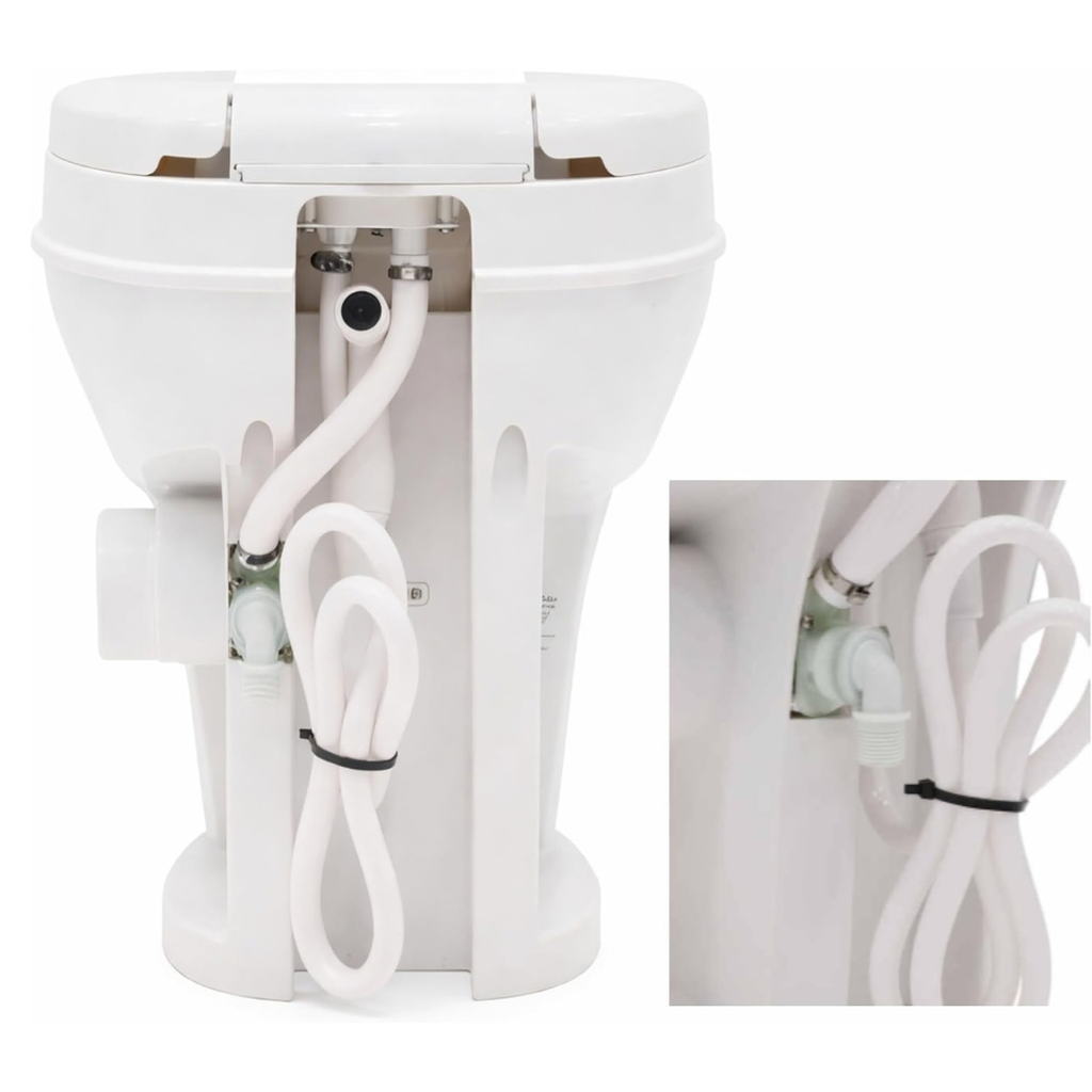 SEAFLO Residential-Height Gravity-Flush Soft-Close RV Toilet with Sprayer Attachment