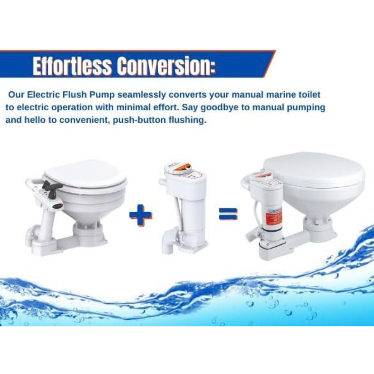 SEAFLO Manual to Electric Marine Toilet Conversion Kit 12V