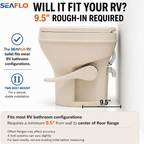 SEAFLO RV Toilet - Standard Height, Gravity Flush, Foot Pedal, Soft Close Lid (Bone Color)