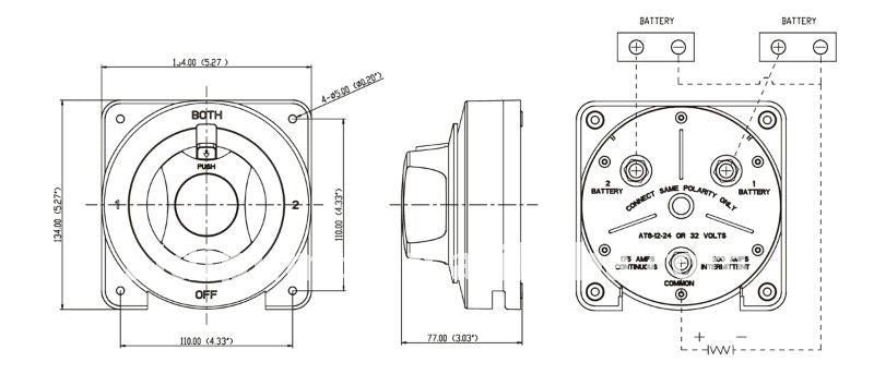 Battery Selector Switch - 4 Position - 300 Amps