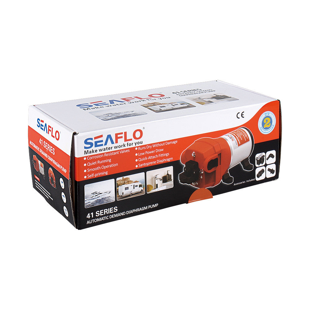 SEAFLO 41-Series Diaphragm Water Pressure Pump (12V DC | 2.7 GPM | 17 PSI) for Marine Boat RV Caravan