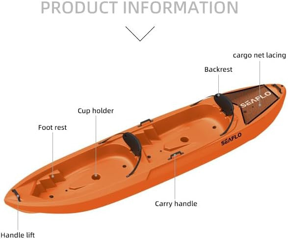 SEAFLO Premium Sit-on Recreational/Day Touring/Sea Kayaks(8'8"-16'2.4") (BMA118-Orange 11' 8.4")