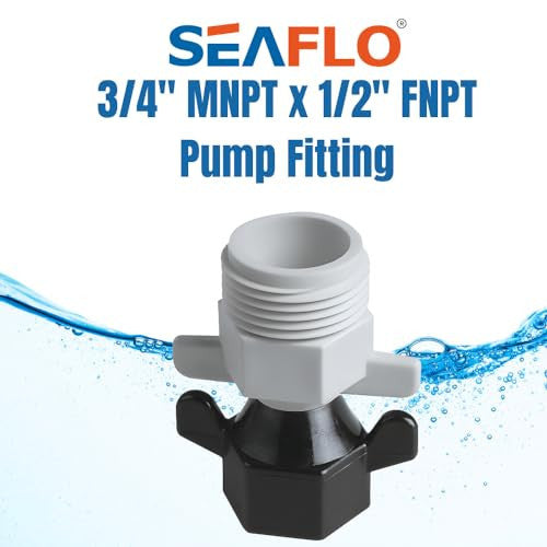 SEAFLO (NO: 51F010) 3/4" MNPT x 1/2" FNPT Threaded Straight Universal Pump Fitting for SHURFLO, SEAFLO, Circle River, Johnson, Jabsco, FLOJET, REMCO, Lippert, USA ADVENTURE and other Pumps (Choose Pack Size)