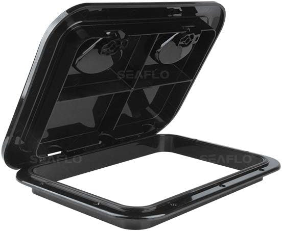 SEAFLO Marine Boat Deck Rectangular Access Hatch - 12.4" x 17.32" (315mm x 440mm) 180° Opening Lid, Non-Skid, Corrosion and UV Resistant, 4-Year Warranty! (Black, Standard) ASIN