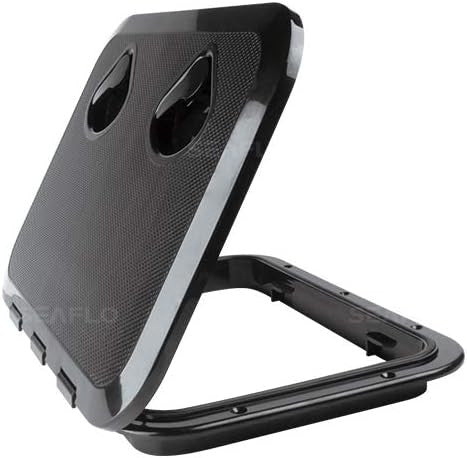 SEAFLO Marine Boat Deck Rectangular Access Hatch - 12.4" x 17.32" (315mm x 440mm) 180° Opening Lid, Non-Skid, Corrosion and UV Resistant, 4-Year Warranty! (Black, Standard) ASIN