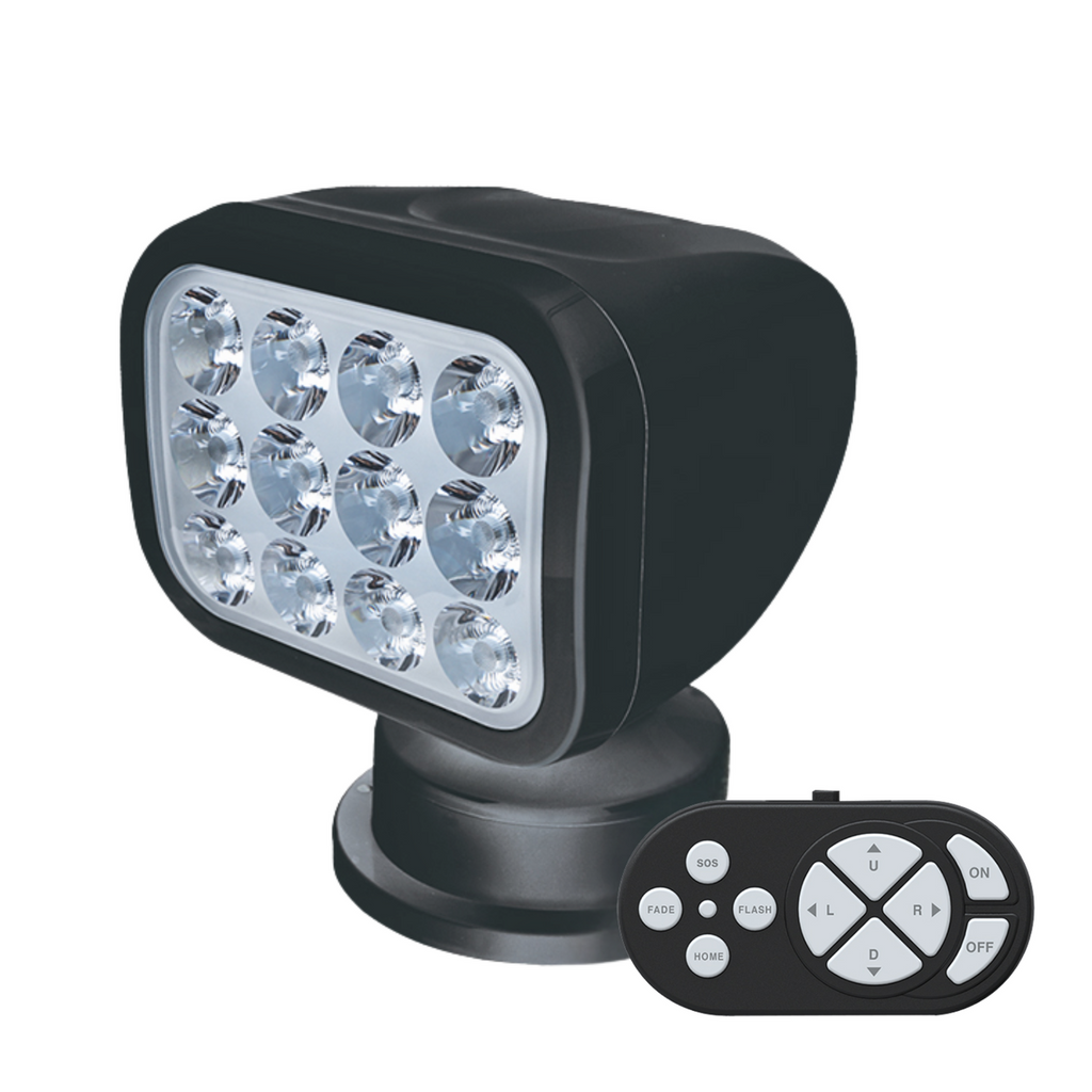 SEAFLO 360° Rotating Remote Control LED Searchlight (Wired/Wireless Remote)